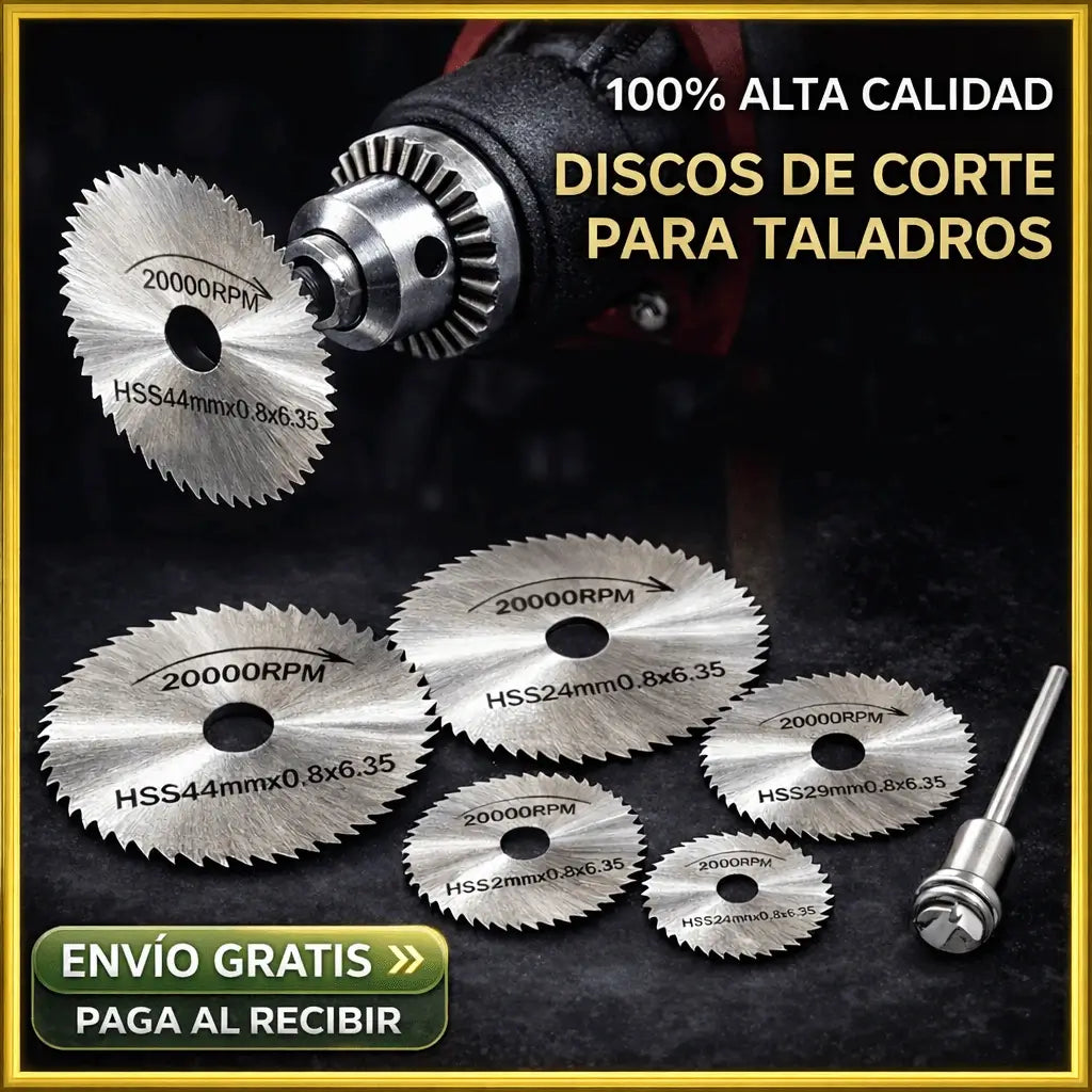 ¡Convierte tu taladro en una sierra: KIT 5 Discos + Adaptador !