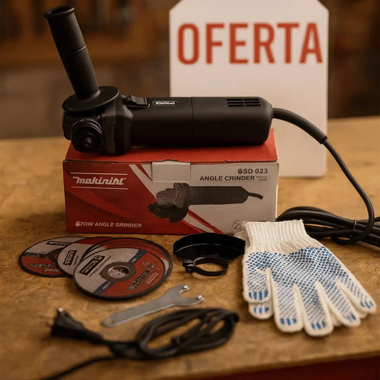 Pulidora Makinini 670W + Kit Pro (5 Discos + Guantes Protectores)